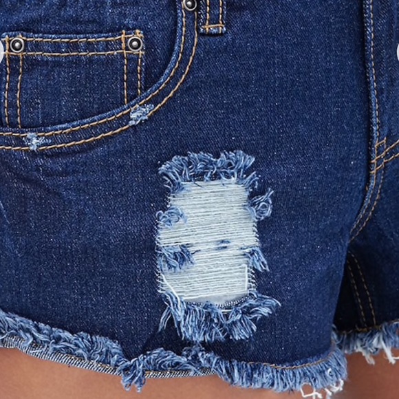 Forever 21 Distressed Dark Denim Shorts - Picture 5 of 8